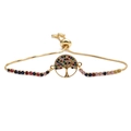 Gold tree of life bracelet with colorful zircon stones and adjustable box chain - Colorful Chain Life Tree
