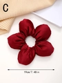 Oversized burgundy satin flower hair scrunchie with 19cm diameter and glossy finish - Burgundy