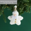 Christmas plush Santa star ornament with white faux fur and golden glitter hat - Santa Claus