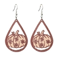 Wooden teardrop earrings with pumpkin and maple leaf patterns for Thanksgiving - Teardrop Pumpkin Maple Leaf Style