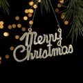Decorazione Merry Christmas in metallo dorato per albero, larghezza 13,4 cm, ornamento DIY - Stile C