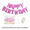 Pink heart-patterned Happy Birthday foil balloon set with straw and white ribbon - Pink Polka Dot Happy Birthday