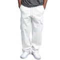 Pantaloni cargo bianchi da uomo con tasche laterali e coulisse regolabile sul fondo - Taglia S / Stile Cargo di Base / Bianco