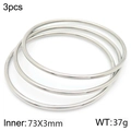 Set of three 3mm polished silver stainless steel stackable bangles for women - 3Pcs Set-Silver (KB184104-LO)