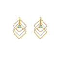 Three-tone geometric square drop earrings with rose gold, silver and gold metal finishes - Tricolor Nested Square (E304185) - Mixed