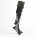 Over-the-knee compression socks in grey and white with geometric knit patterns for sports - S/M / Gray