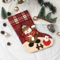 Plaid Fabric Large Sock - Snowman