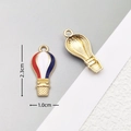 Hot air balloon charm with USA flag enamel in gold finish for DIY jewelry 2.3x1.0cm - 2812 Hot Air Balloon