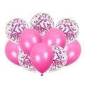 Pink and clear confetti latex balloons set for wedding and birthday party decorations - Pearlescent Confetti Style / 10 Pieces Pack / Rose Red