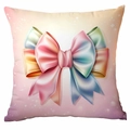 Housse de coussin de Noël avec nœud papillon dégradé coloré et étoiles sur peluche douce - 45x45cm (Sans Insert) / Nœud Arc-en-ciel (CDR351-26)