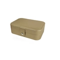 Portable golden PU leather jewelry storage box with a silver metallic snap closure - Medium (16x11x5cm) / Gold