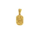 Gold plated stainless steel rectangular pendant with textured finish and starburst design - Oval Eight-pointed Star / Gold