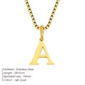 Elegant 14K gold plated stainless steel letter A pendant necklace with box chain - Letter A / Gold
