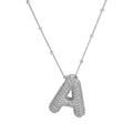 Iced out bubble letter A pendant necklace in silver finish with pavé cubic zirconia - Letter A / Silver