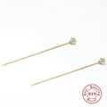 Eleganti orecchini a filo in argento S925 con zirconi rotondi e nappe lunghe - Stile Geometrico Oro (Oro #2) / Oro