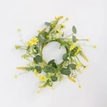 Yellow daisy eucalyptus candle ring wreath for spring wedding table decoration - Yellow Daisy Eucalyptus Candle Ring
