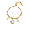 Adjustable 18K gold plated geometric ball chain bracelet with sparkling crystal pendants - Hollow Ring / Gold
