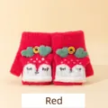 Detail van rode gebreide aardbeienwerkhandschoenen voor kinderen 1-3 jaar met afmetingen - Aanbevolen 0-3 Jaar / Rood