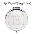Silver folding compact mirror with Mother of the Bride engraving and floral heart pattern - Mother of the Bride (Style E) / Single Item (No Gift Box)