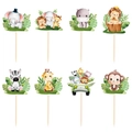 Set di 8 decorazioni per cupcake con animali della giungla, leoni ed elefanti - Topper Piccolo per Cupcake(Y-00298-4) / Colorato