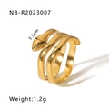 Three-layer spiral snake ring in 18k gold-plated stainless steel weighing 1.2g - Slender Lightweight Snake Style (NB-R2023007)