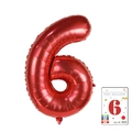 Vibrant red number 6 foil balloon with metallic finish and card packaging - 40-inch Red 6-piece Paper Card