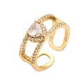 Anillo de corazón dorado ajustable con micro-pavé de circonitas en doble banda - Estilo de Corazón Dorado