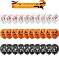 30pcs 12-inch Halloween latex balloon set with pumpkins, skulls, and bloody handprints - Orange, White And Black Balloon Set Style Three