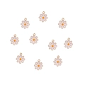 Detailed view of ten white daisy charms with orange centers and gold borders for DIY jewelry - 10 Pieces Pack / 6# Small White Daisy