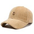 Khaki wool-like baseball cap with herringbone texture and metallic C logo letter - Adjustable / Light Beige