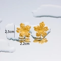 Golden flower petal stud earrings with 18K plating and textured metallic finish - Flower-Gold