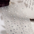 3D silver star and moon nail art stickers with small rhinestones, model TL-373 - Silver Star Moon Hot Stamping Style (TL-373)