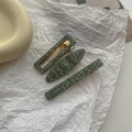 Detail of three deep green speckled hair clips with marble texture on white crinkled paper - Starry Sky 3Pcs Set - Dark Green