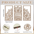Set of 3 natural wood wall art panels with bohemian geometric mandala design and saw hooks - Mandala Semicircle Style (Y24Y51208_Q) / Three-Piece Set