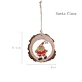 Decorazione natalizia rustica in legno con Babbo Natale dipinto a mano in un disco di tronco - 9.5x9cm