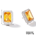 Boucles d'oreilles rectangulaires en zircon jaune avec monture argentée et CZ - Jaune