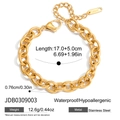 Bracelet gourmette à maillons ovales dorés en acier inoxydable avec fermoir mousqueton - Style à Maillons Ovales Lourds (JDB0309003)