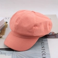 Pink orange corduroy newsboy cap for women on a stylish minimalist magazine background - One Size 58cm / Pink Twill Octagonal Hat