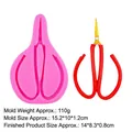 Pink silicone scissors mold with red fondant sample for cake decorating crafts - 2# Scissors Style / Pink