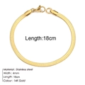 14K gold plated stainless steel 4mm snake chain bracelet with 18cm length specification - Flat Snake Chain Length 18cm