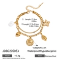 Bracciale a strati dorato in acciaio inossidabile con perla e ciondolo a occhio - Stile Ciondolo Moneta Rotonda Occhio di Conchiglia (JDB0205033)