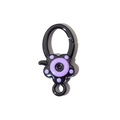 Black lobster clasp with purple enamel flower charm for DIY jewelry and keychains - Black Purple