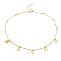 Collar de acero de titanio dorado con cinco colgantes de mariposa huecos y pequeñas cuentas - Estilo de Mariposa Hueca (N310) / Collar de Oro