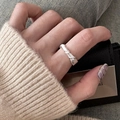 Elegant 925 sterling silver adjustable open ring with a twisted texture for women - Silver Twisted Texture (JZ0858)