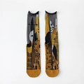 Artistic sheer mesh crew socks featuring Gustav Klimt The Kiss oil painting print - One Size / Yellow Tip Art Print