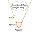 Gold-plated stainless steel necklace with heart-shaped opal pendant and diamond accents - Heart Necklace / Gold