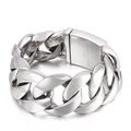 Bracciale a catena cubana d'argento in acciaio inossidabile 316L con chiusura quadrata - Stile Lucido (KB13695-D)
