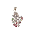 Elegant gold peacock brooch featuring colorful rhinestones and sparkling crystal stones - Champagne Gold Colorful Rhinestone Peacock Style (4072009)