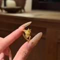 Elegante vergulde sterring met fonkelende zirkonia-stenen in een hemels ontwerp stijl - Goud