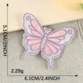 Pink and light blue butterfly embroidery patch, size 5.1x6.1cm, decorative iron on sticker - Light Purple Pink Butterfly